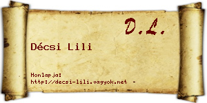 Décsi Lili névjegykártya